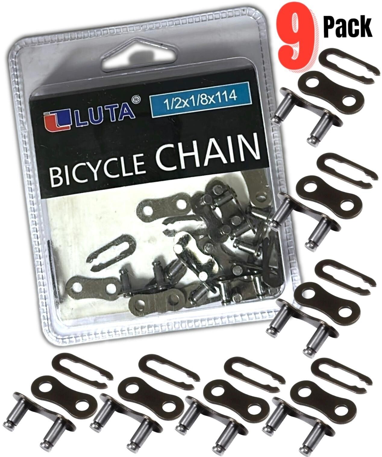 9 x CHAIN LINK SPLIT CONNECTING CHAIN BIKE BICYCLE SINGLE SPEED BMX 1/2 x 1/8