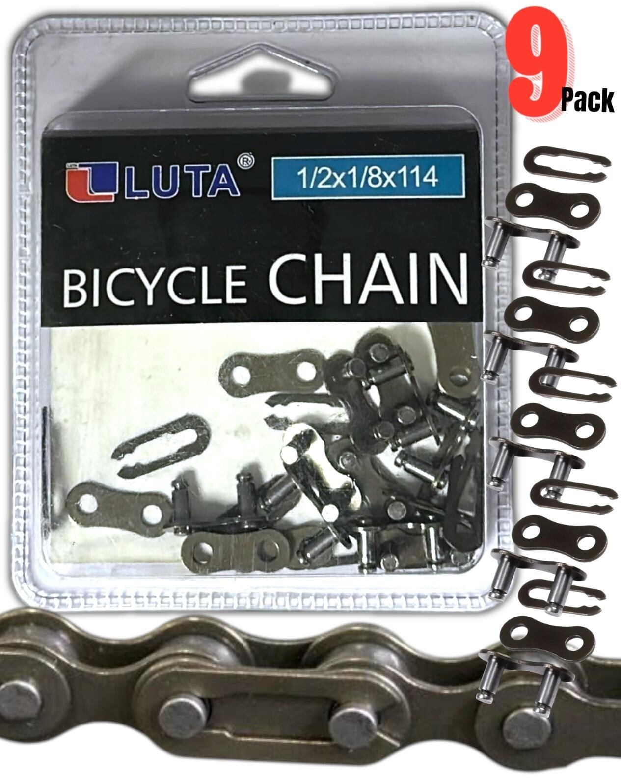 9 x CHAIN LINK SPLIT CONNECTING CHAIN BIKE BICYCLE SINGLE SPEED BMX 1/2 x 1/8