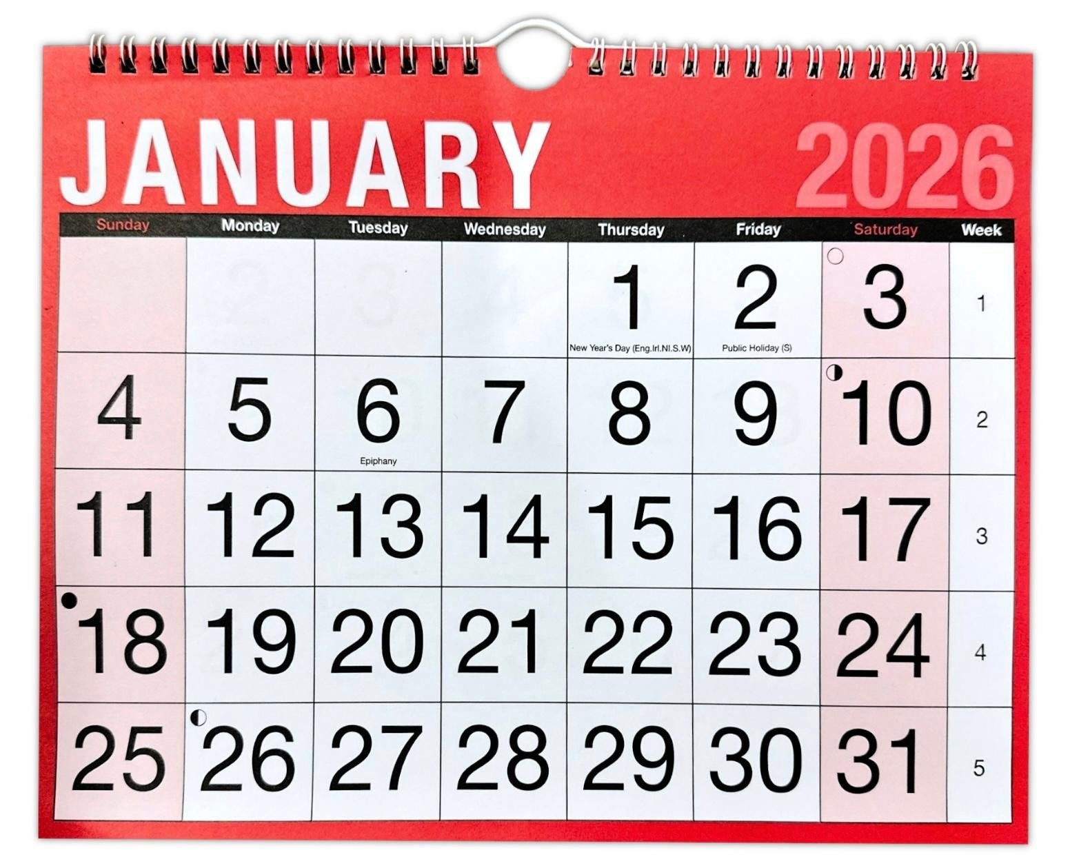 2026 LARGE MONTH TO VIEW PLANNER QUALITY CALENDER WALL HANGING PLANNER R & W