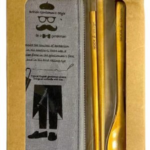 Gentleman’s Style Reusable Bamboo Cutlery Travel Set Spoon Chopstick Utensils UK