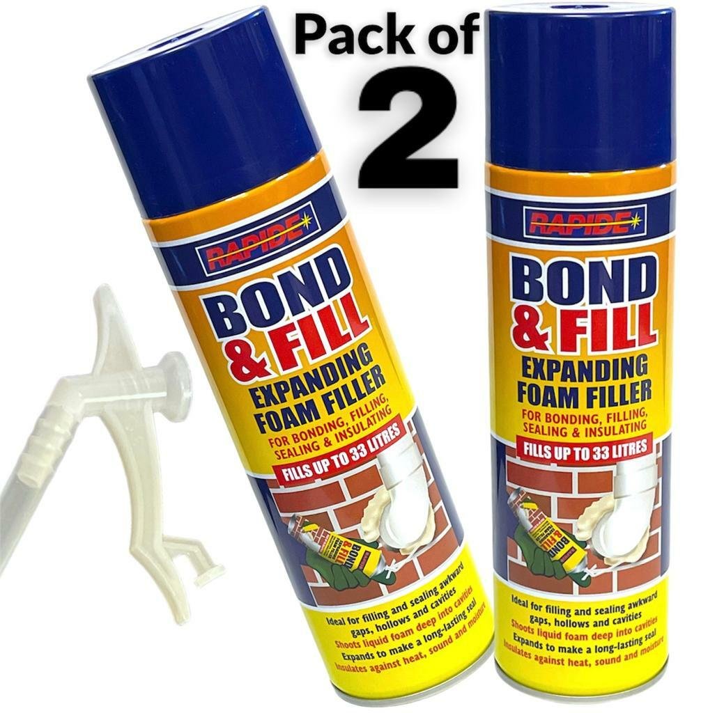2Pcs Rapide Bond & Fill Expanding Foam Filler For Bonding Filling Sealing 500ml