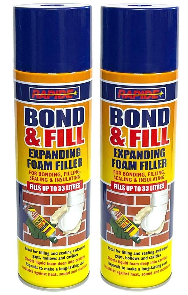 2Pcs Rapide Bond & Fill Expanding Foam Filler For Bonding Filling Sealing 500ml