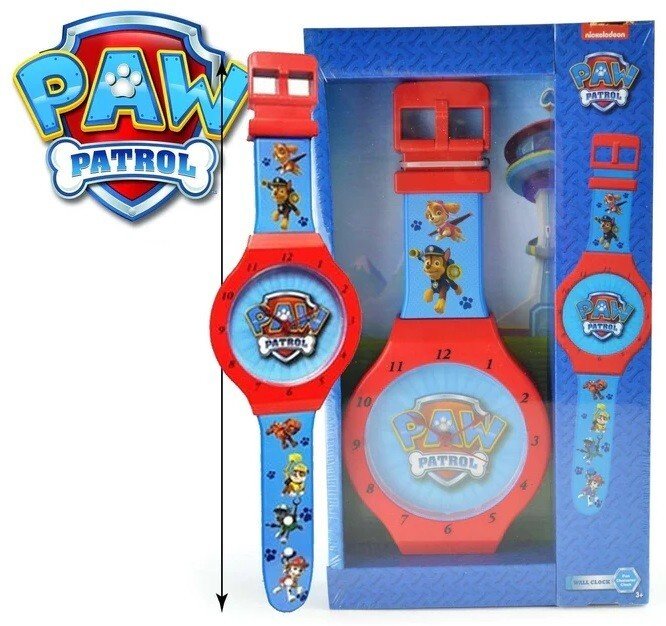 OFFICIAL JUMBO RED PAW PATROL SKYE WALL CLOCK CHILDRENS CLOCK BEDROOM CLOCK NEW