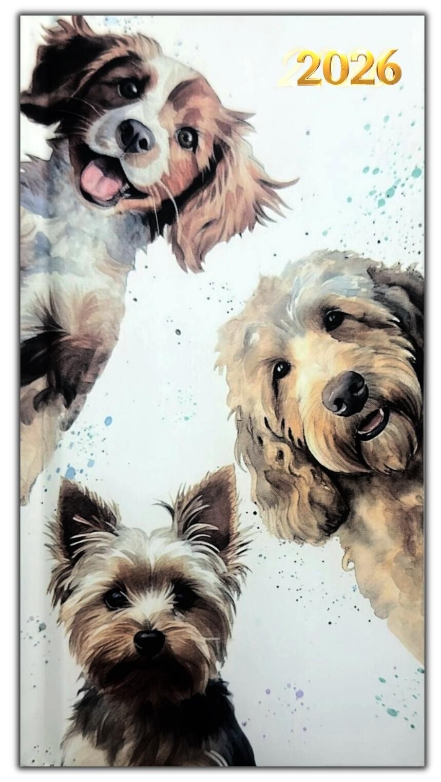 2026 Diary Slim Week to View Diaries Dogs Butterfly Full Year Organiser Planner