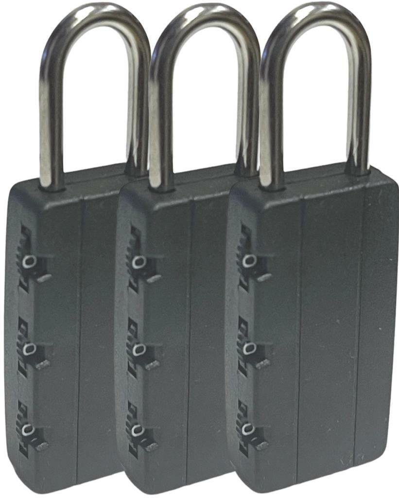 3 X SMALL 3 DIGIT COMBINATION PADLOCKS Lock - Locker Luggage Suitcase Travel Gym