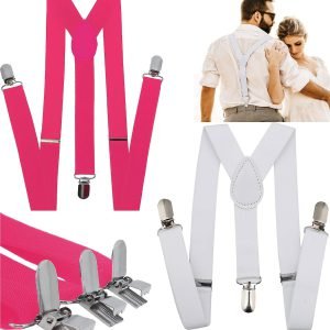 ADJUSTABLE BRACES MENS UNISEX TROUSER ELASTIC Y-BACK SUSPENDERS METAL CLIP-ON