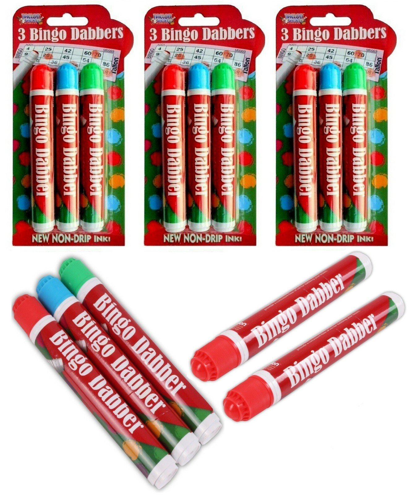 Bingo Dabbers Marker Pens Mixed Colours Sponge Nib Non Drip Ink Dabbing Set Fast