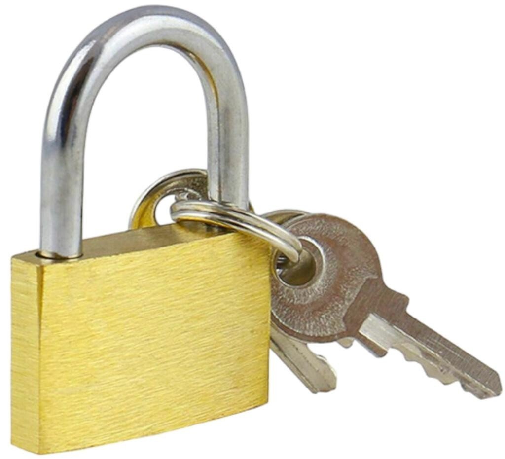 2 X 30mm Brass Padlocks Pad Locks Suitcase Luggage Pad Lock 3 Keys per Lock