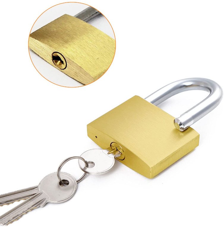 2 X 30mm Brass Padlocks Pad Locks Suitcase Luggage Pad Lock 3 Keys per Lock