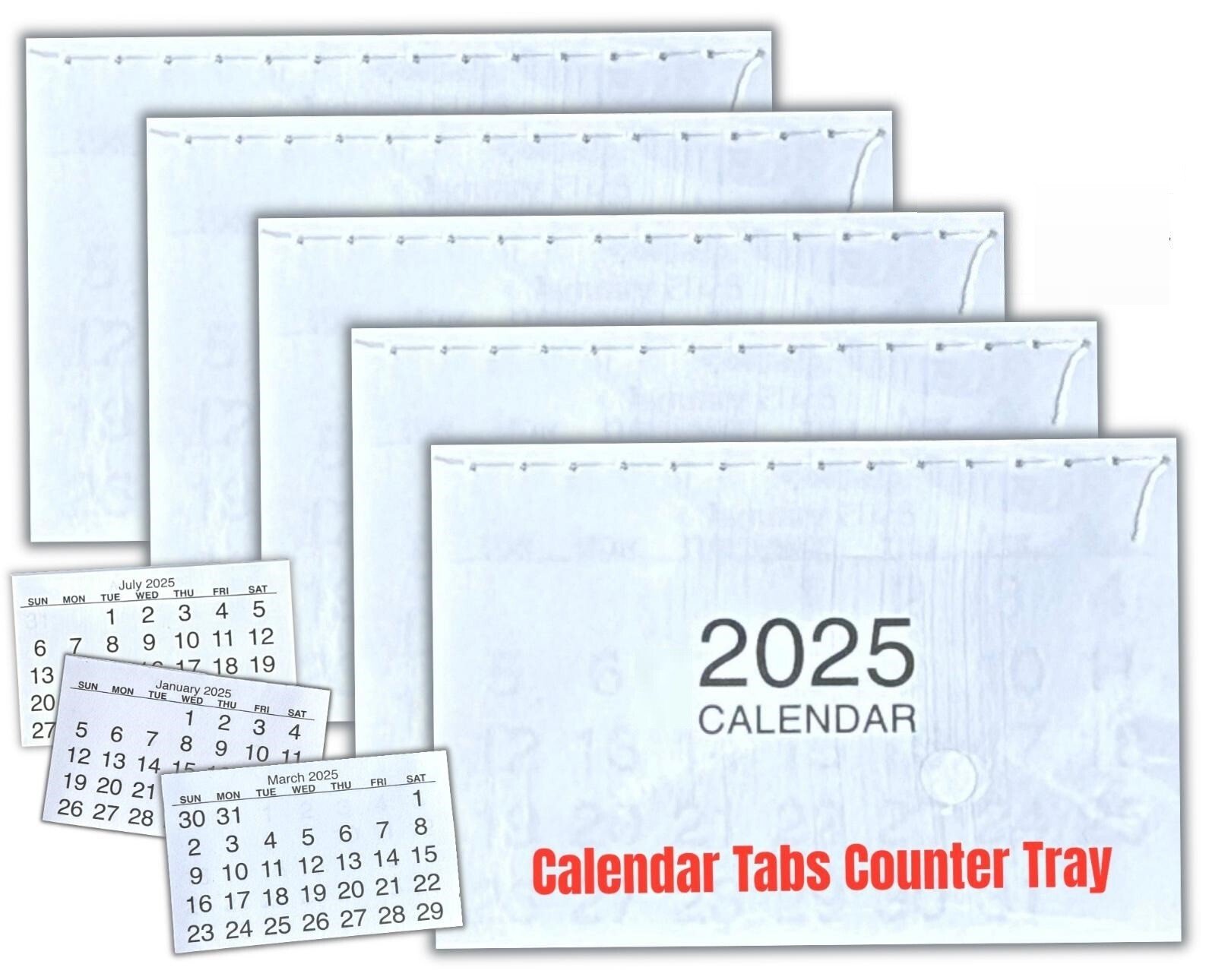 2025 Calendar Tabs Insert Mini String Tear Off Pads Month to View Made In UK
