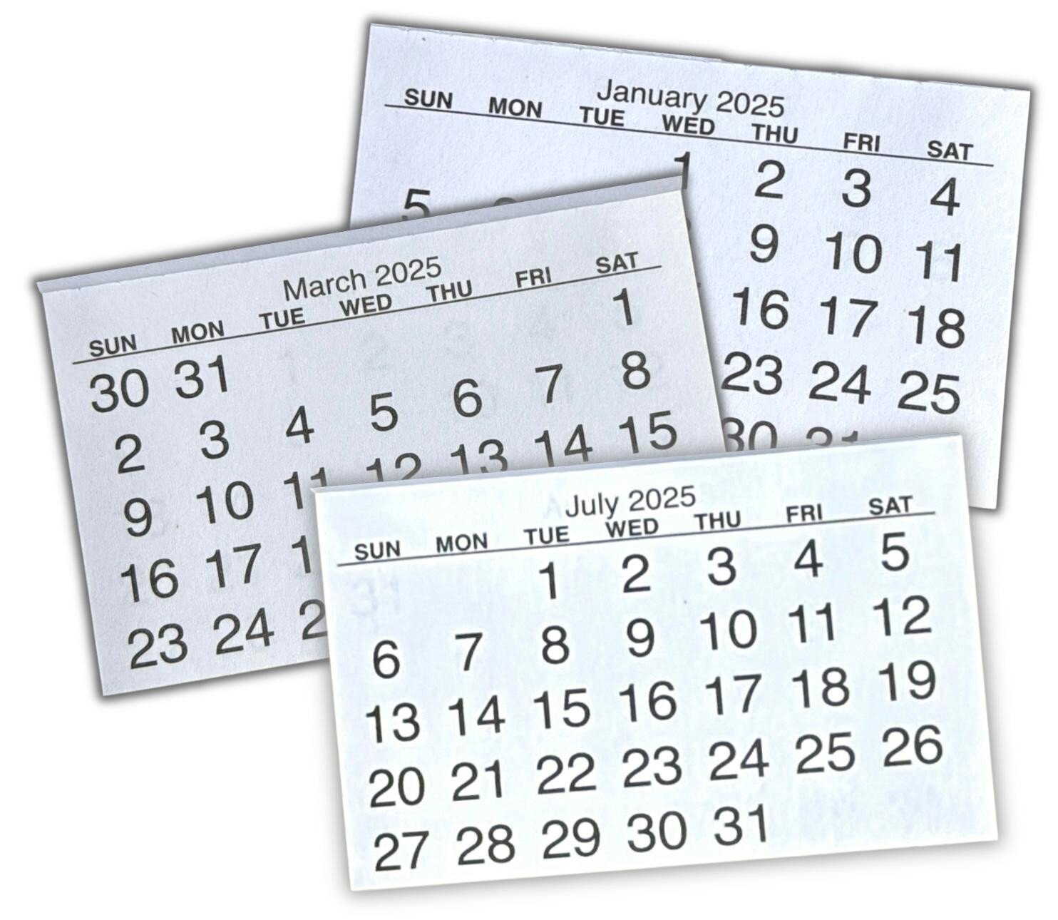 2025 Calendar Tabs Insert Mini String Tear Off Pads Month to View Made In UK