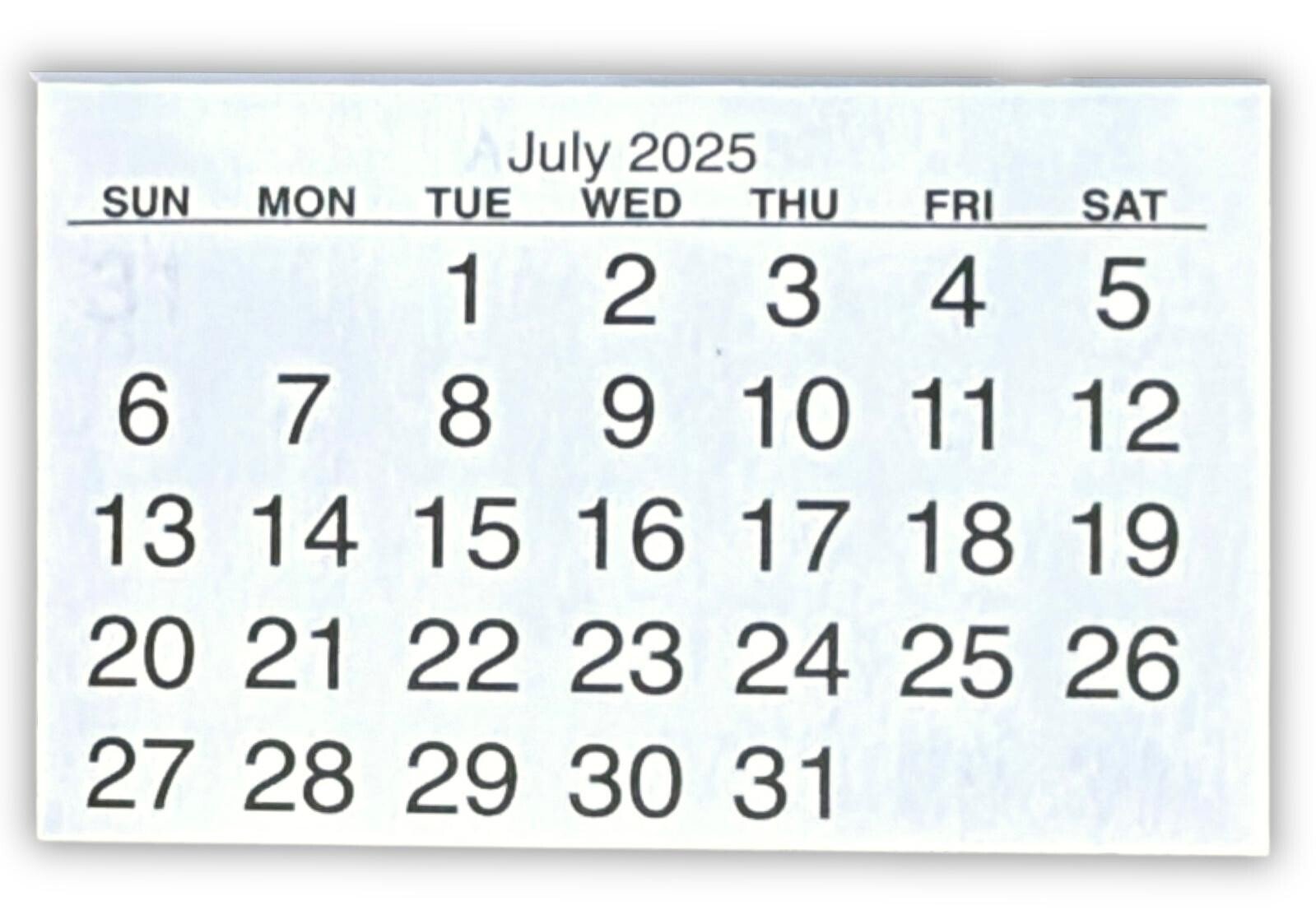 2025 Calendar Tabs Insert Mini String Tear Off Pads Month to View Made In UK