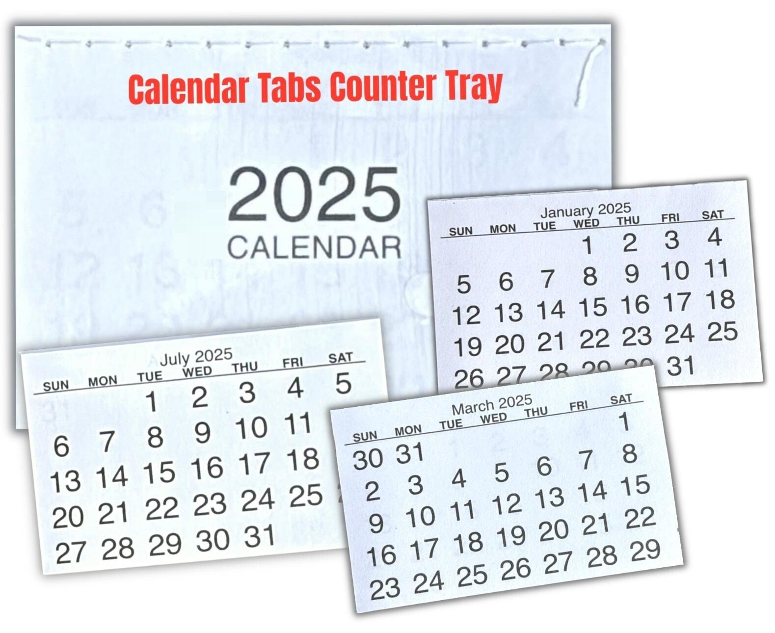 2025 Calendar Tabs Insert Mini String Tear Off Pads Month to View Made In UK