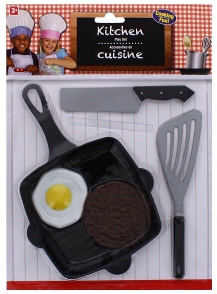 Kids Frying Pan Set Plastic Utensils Sausage Fried Egg Play Set Kitchen Cooking