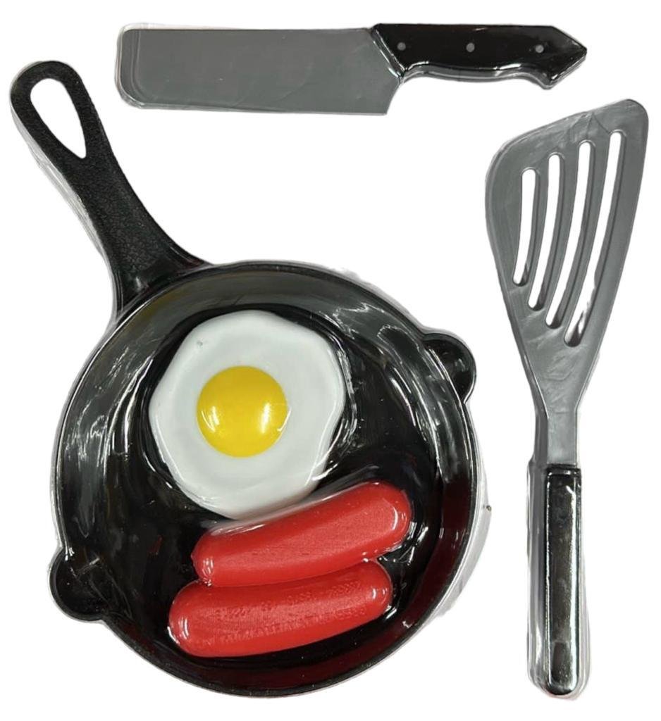 Kids Frying Pan Set Plastic Utensils Sausage Fried Egg Play Set Kitchen Cooking