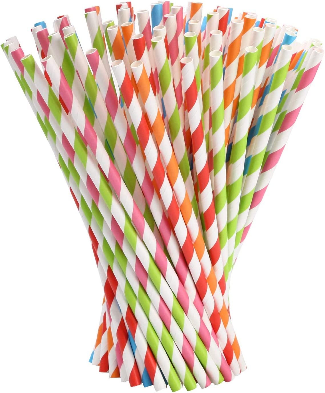 50 Disposable Paper Straws | Stripy | Drinking Straws Eco Friendly Biodegradable