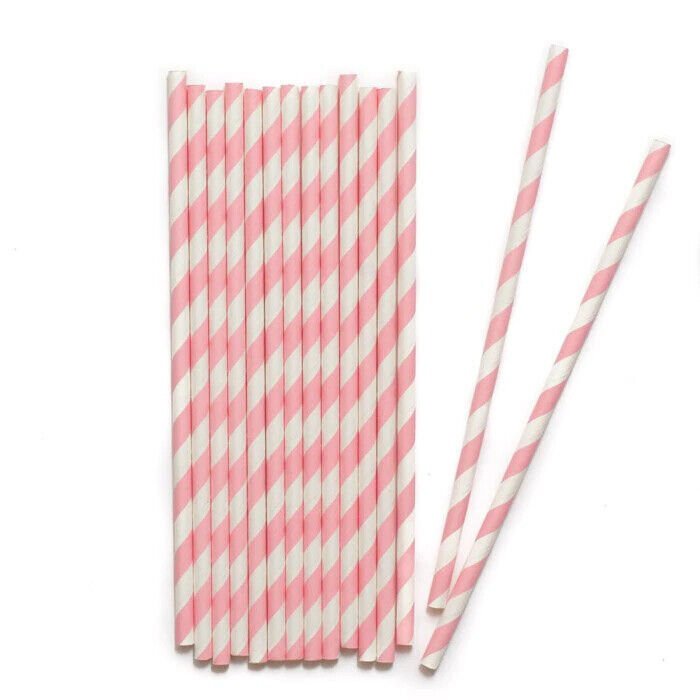 50 Disposable Paper Straws | Stripy | Drinking Straws Eco Friendly Biodegradable