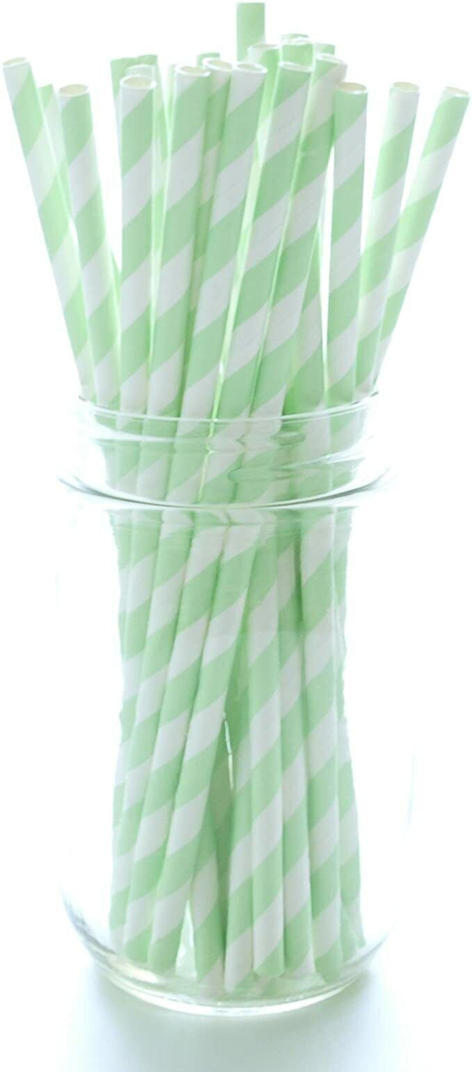 50 Disposable Paper Straws | Stripy | Drinking Straws Eco Friendly Biodegradable
