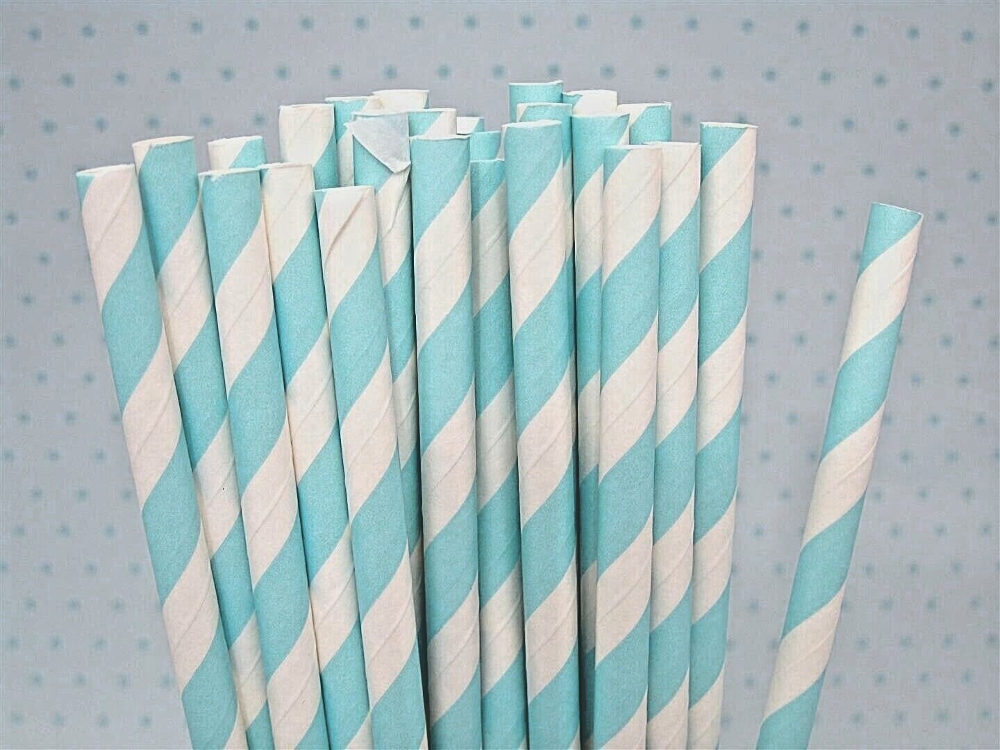 50 Disposable Paper Straws | Stripy | Drinking Straws Eco Friendly Biodegradable