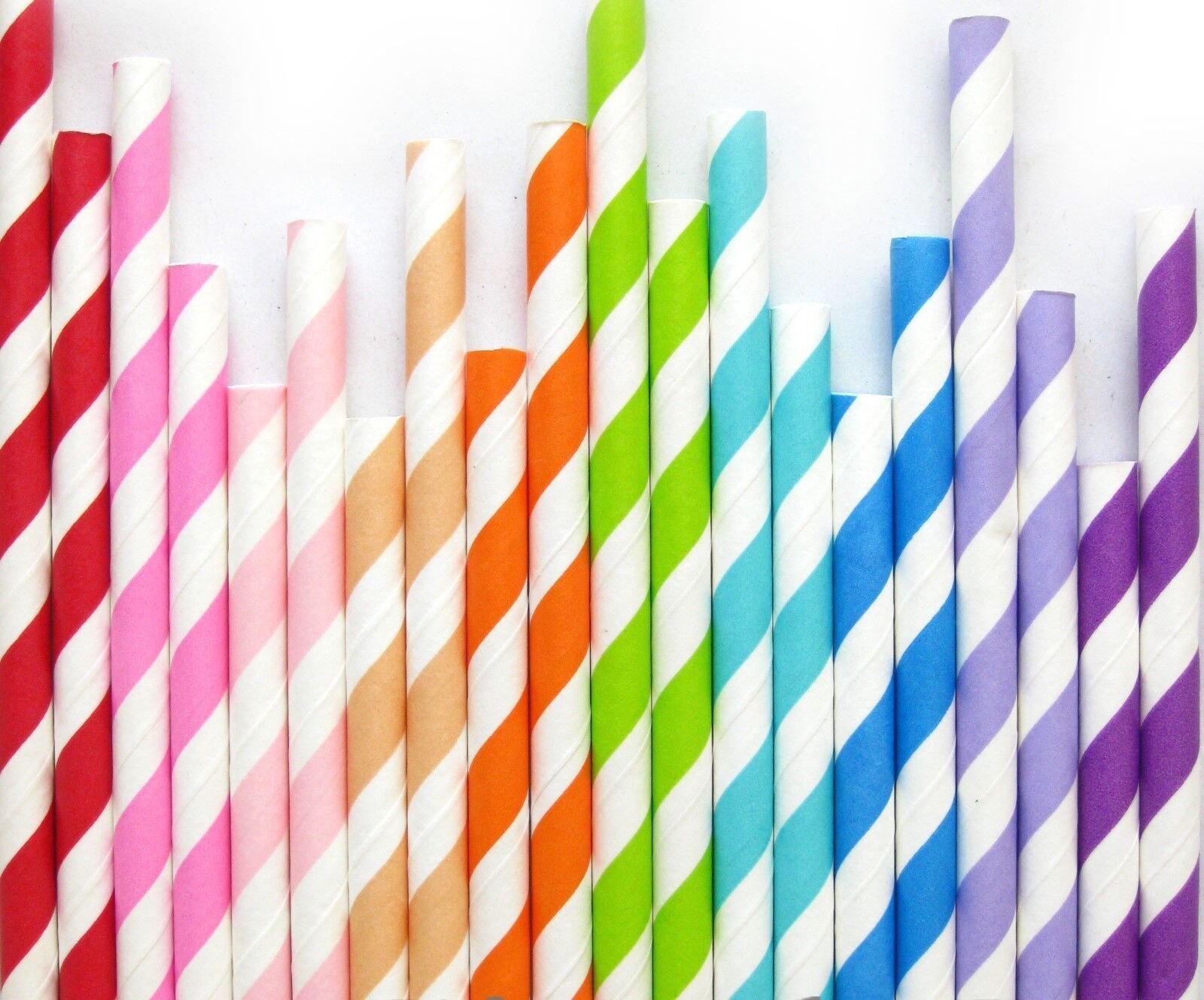 50 Disposable Paper Straws | Stripy | Drinking Straws Eco Friendly Biodegradable