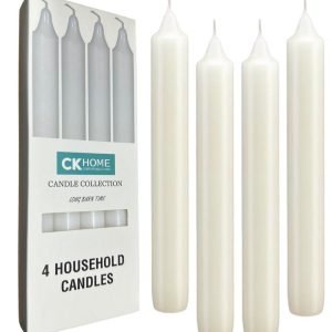 Candles Household White Wax Candles 5 Hour Burn Time 1.8cm Diameter 4 Pack