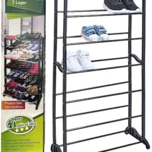 7 TIERS Metal SHOE RACK FOOTWEAR ORGANISER STORAGE SHELVES STAND NON-SLIP BARS