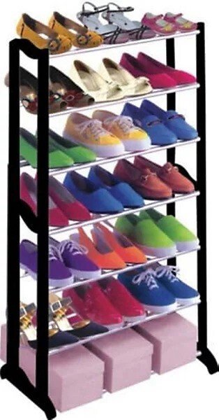 7 TIERS Metal SHOE RACK FOOTWEAR ORGANISER STORAGE SHELVES STAND NON-SLIP BARS