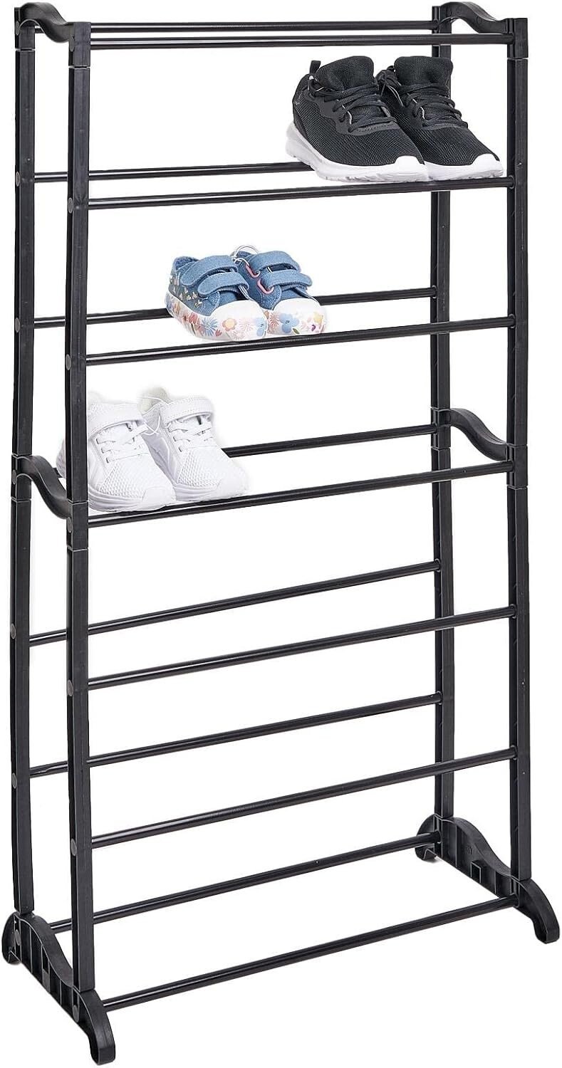 7 TIERS Metal SHOE RACK FOOTWEAR ORGANISER STORAGE SHELVES STAND NON-SLIP BARS