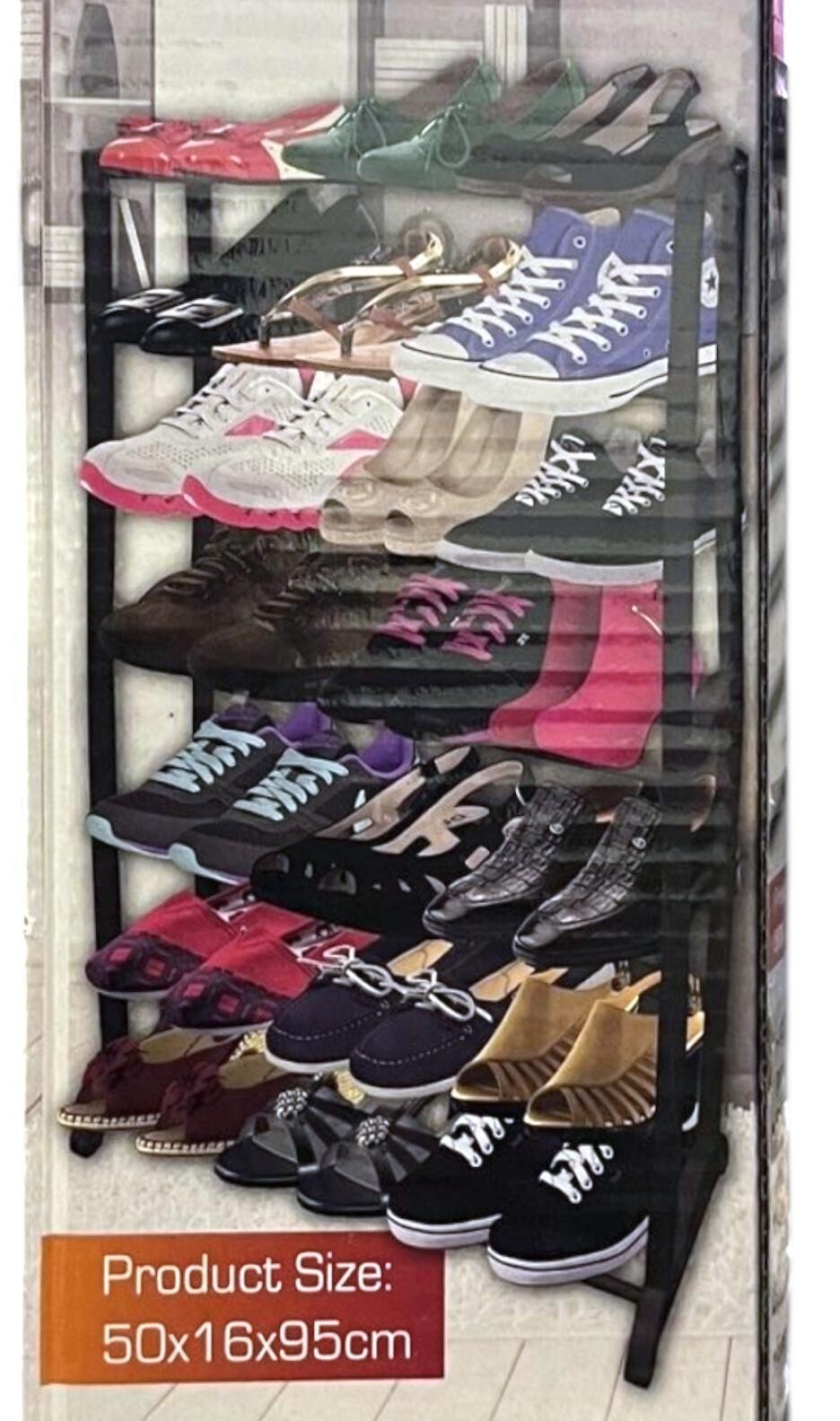 7 TIERS Metal SHOE RACK FOOTWEAR ORGANISER STORAGE SHELVES STAND NON-SLIP BARS
