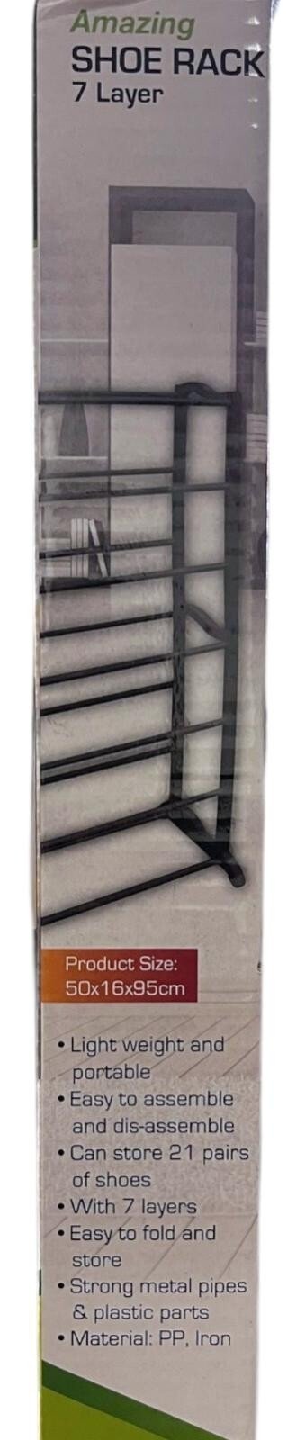 7 TIERS Metal SHOE RACK FOOTWEAR ORGANISER STORAGE SHELVES STAND NON-SLIP BARS