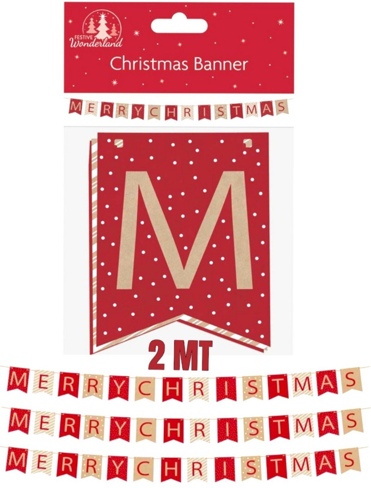 Merry Christmas Banner Bunting Party Decoration Hanging Decors Garlands Treat-2M