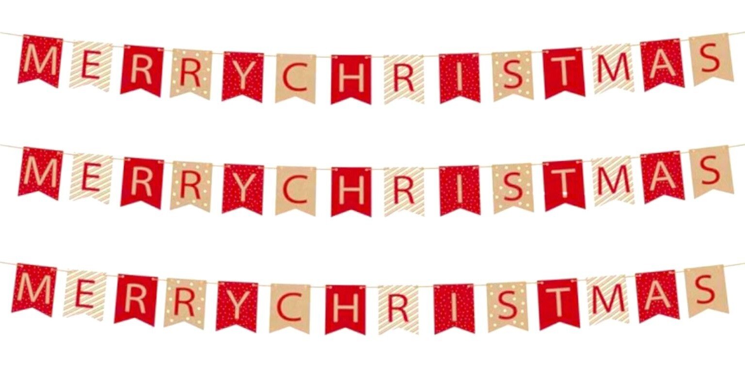 Merry Christmas Banner Bunting Party Decoration Hanging Decors Garlands Treat-2M