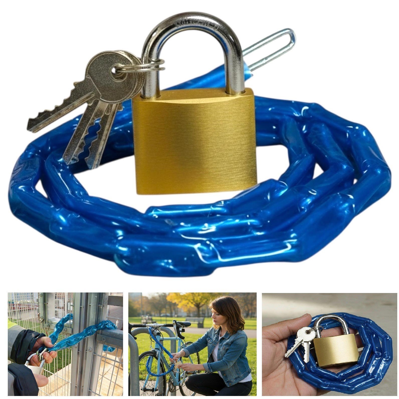 HEAVY DUTY 48" LINK CHAIN SLEEVED MOTORBIKE BIKE CYCLE SECURITY SAFETY PADLOCK