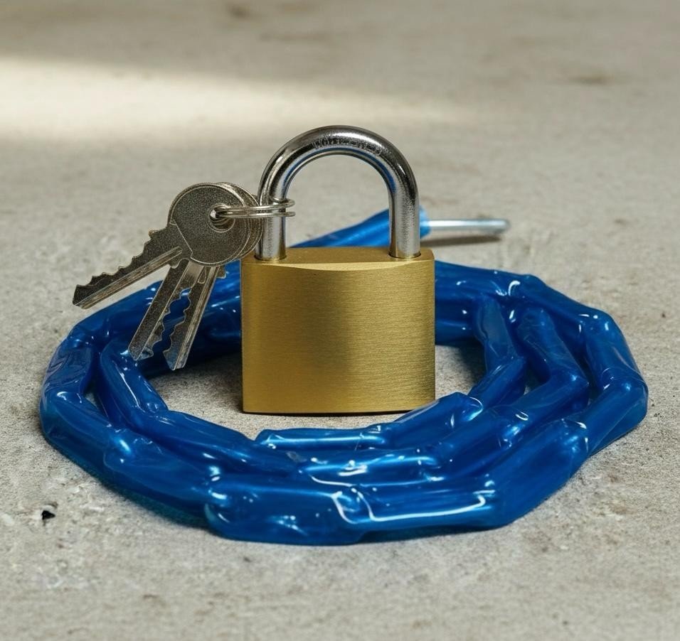 HEAVY DUTY 48" LINK CHAIN SLEEVED MOTORBIKE BIKE CYCLE SECURITY SAFETY PADLOCK