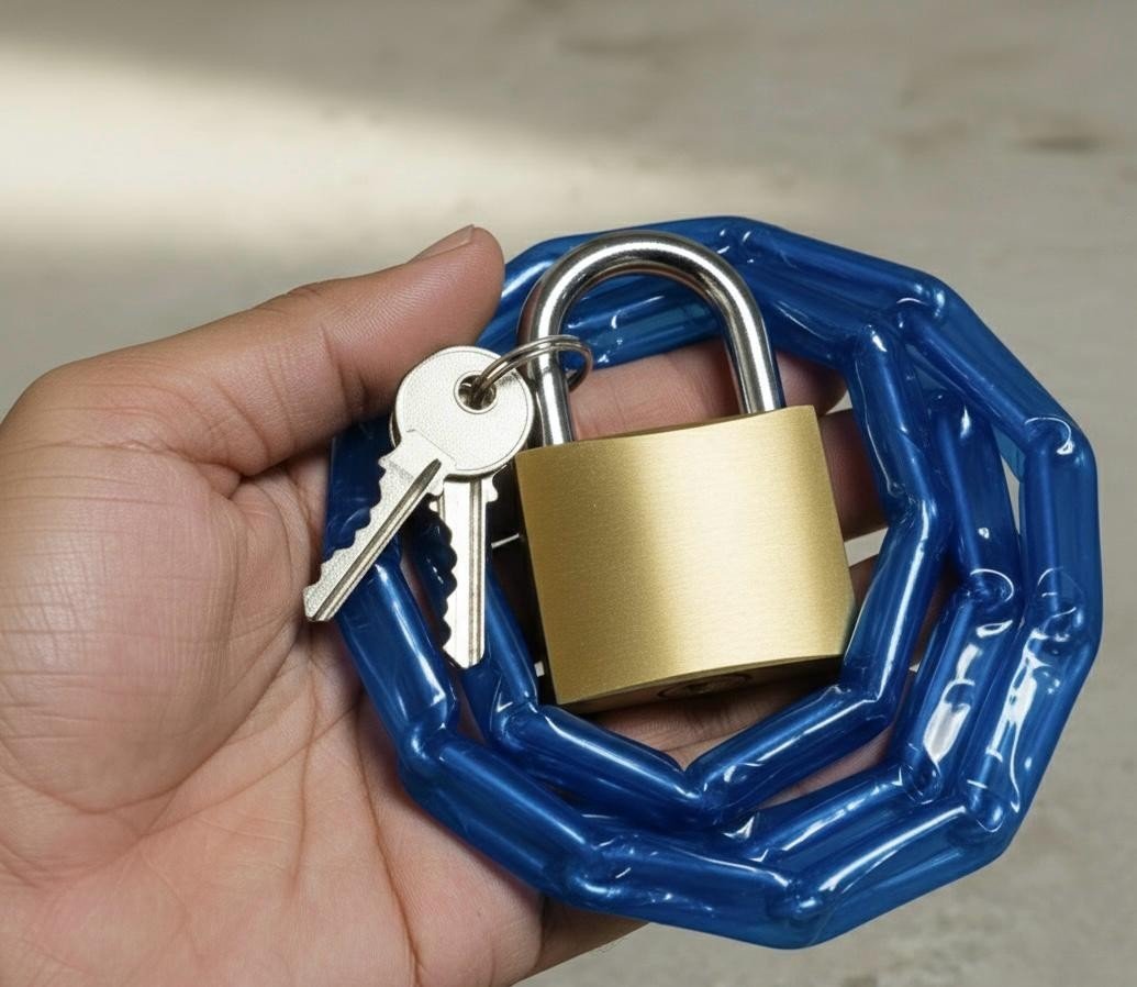 HEAVY DUTY 48" LINK CHAIN SLEEVED MOTORBIKE BIKE CYCLE SECURITY SAFETY PADLOCK