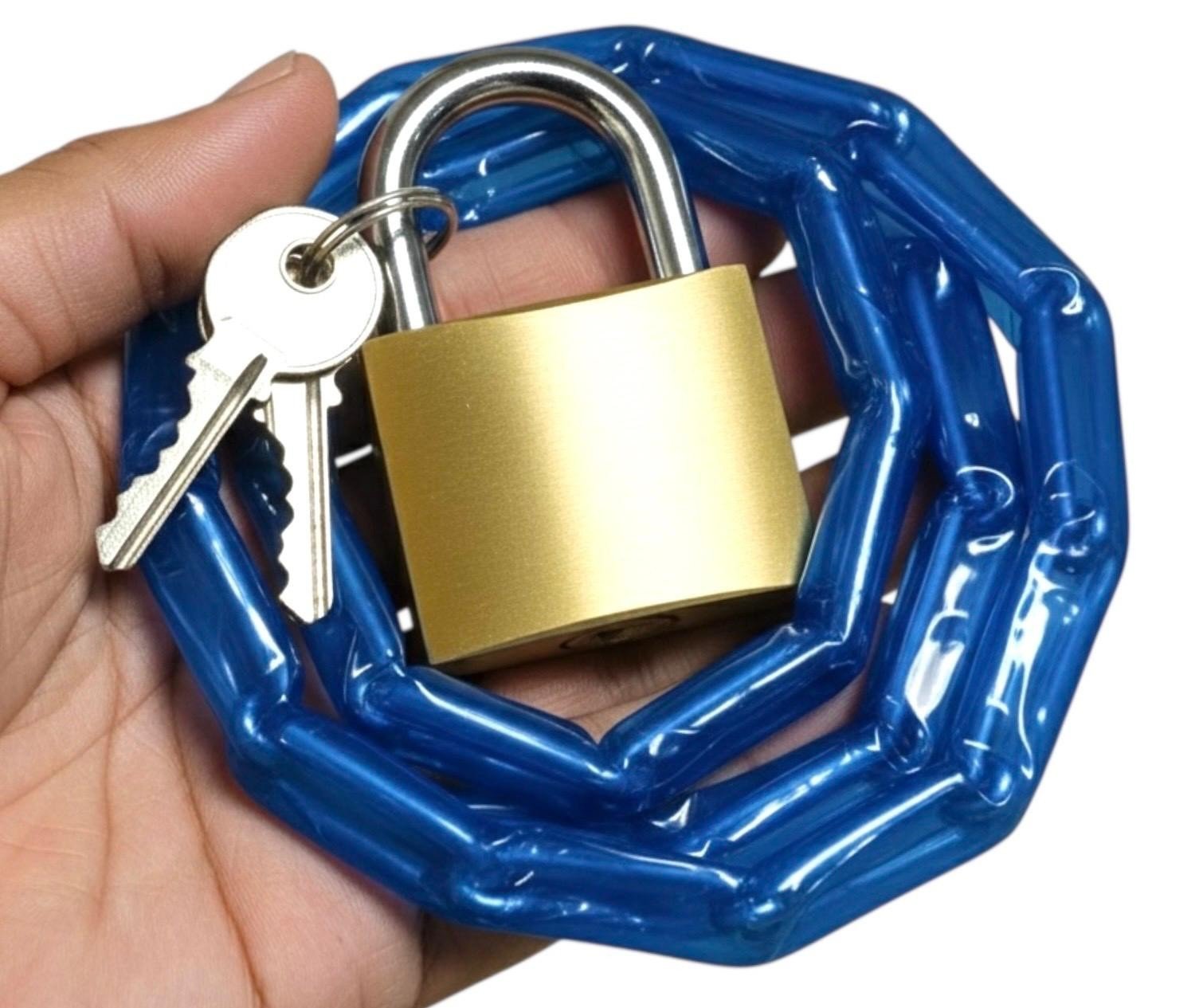 HEAVY DUTY 48" LINK CHAIN SLEEVED MOTORBIKE BIKE CYCLE SECURITY SAFETY PADLOCK