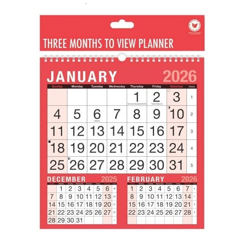 2026 Wall Calendar Slim Calendar A4 A3 Large Month to View, Easy View Planner UK