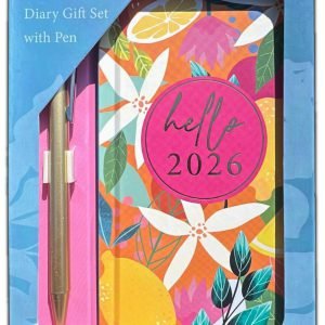 2026 DIARY SLIM LINE WEEK TO VIEW CUTE TROPICAL & PEN FASHION DIARY GIFT SET
