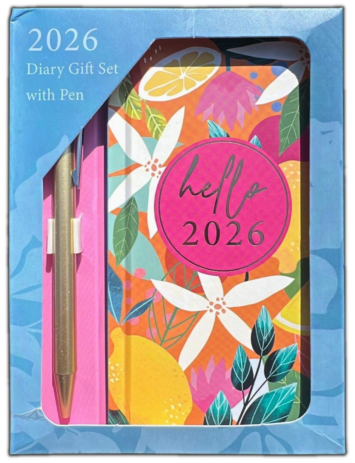 2026 DIARY SLIM LINE WEEK TO VIEW CUTE TROPICAL & PEN FASHION DIARY GIFT SET