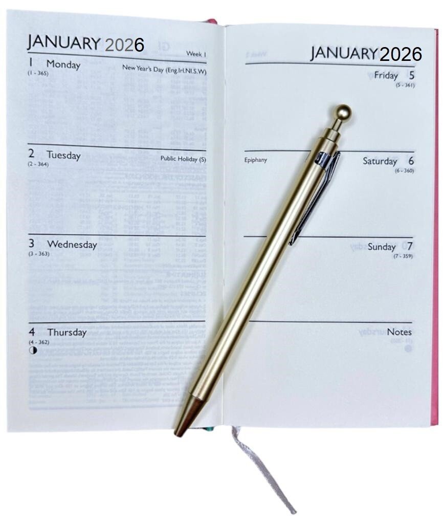 2026 DIARY SLIM LINE WEEK TO VIEW CUTE TROPICAL & PEN FASHION DIARY GIFT SET