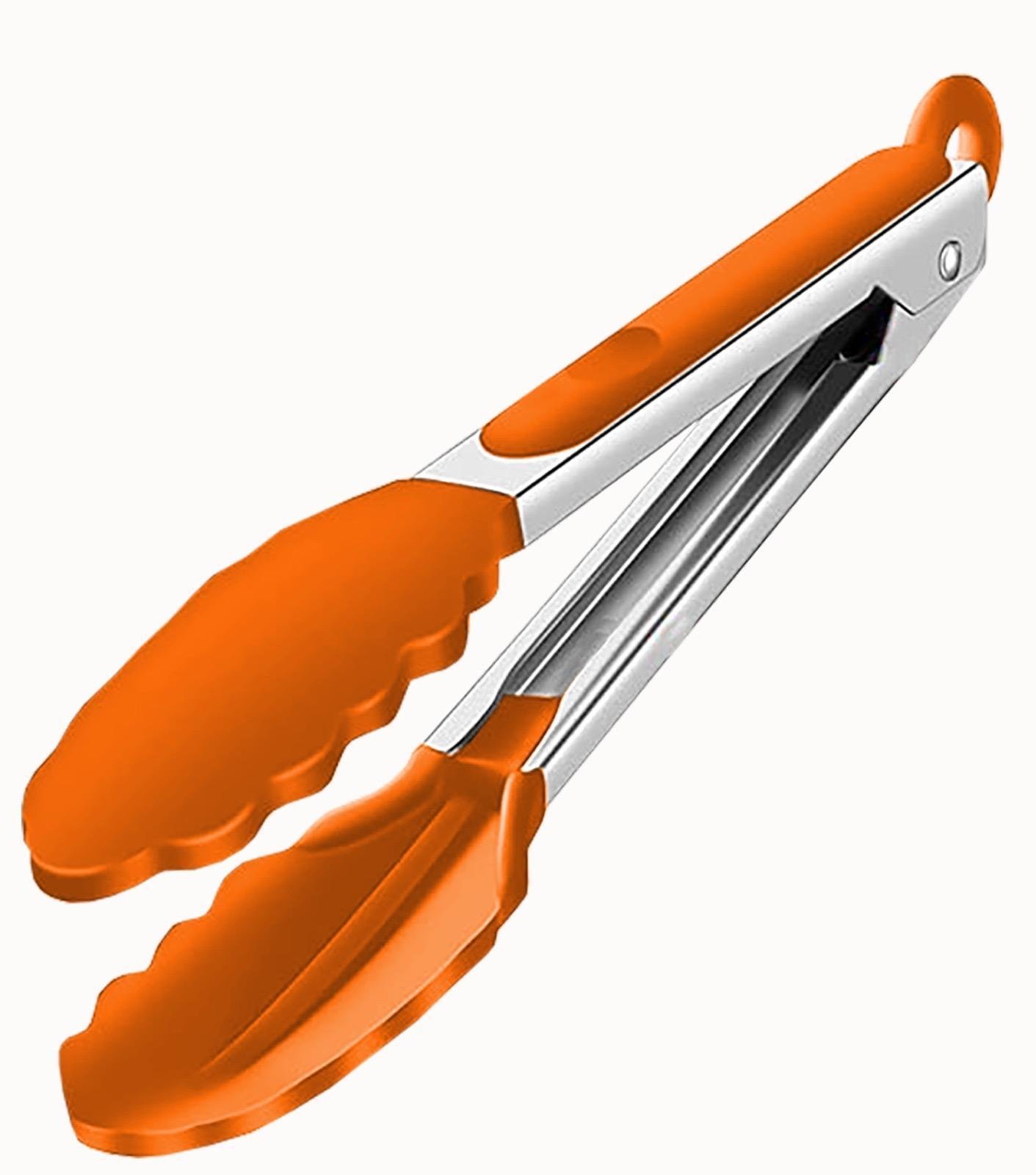 3 Silicone Kitchen Cooking Tong Salad Serving BBQ Stainless Steel Handle Utensil