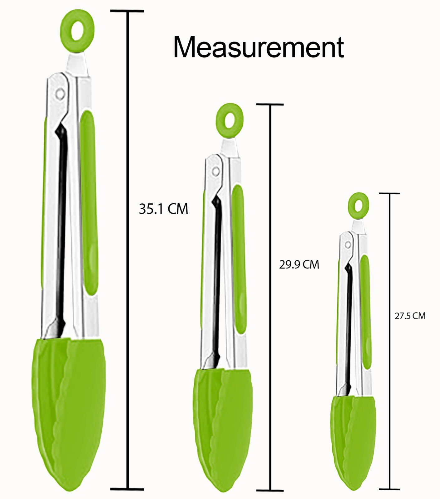 3 Silicone Kitchen Cooking Tong Salad Serving BBQ Stainless Steel Handle Utensil