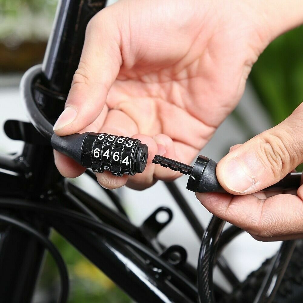 COMBINATION NUMBER CODE BIKE BICYCLE CYCLE LOCK 8MM BY 650MM STEEL CABLE BLACK.