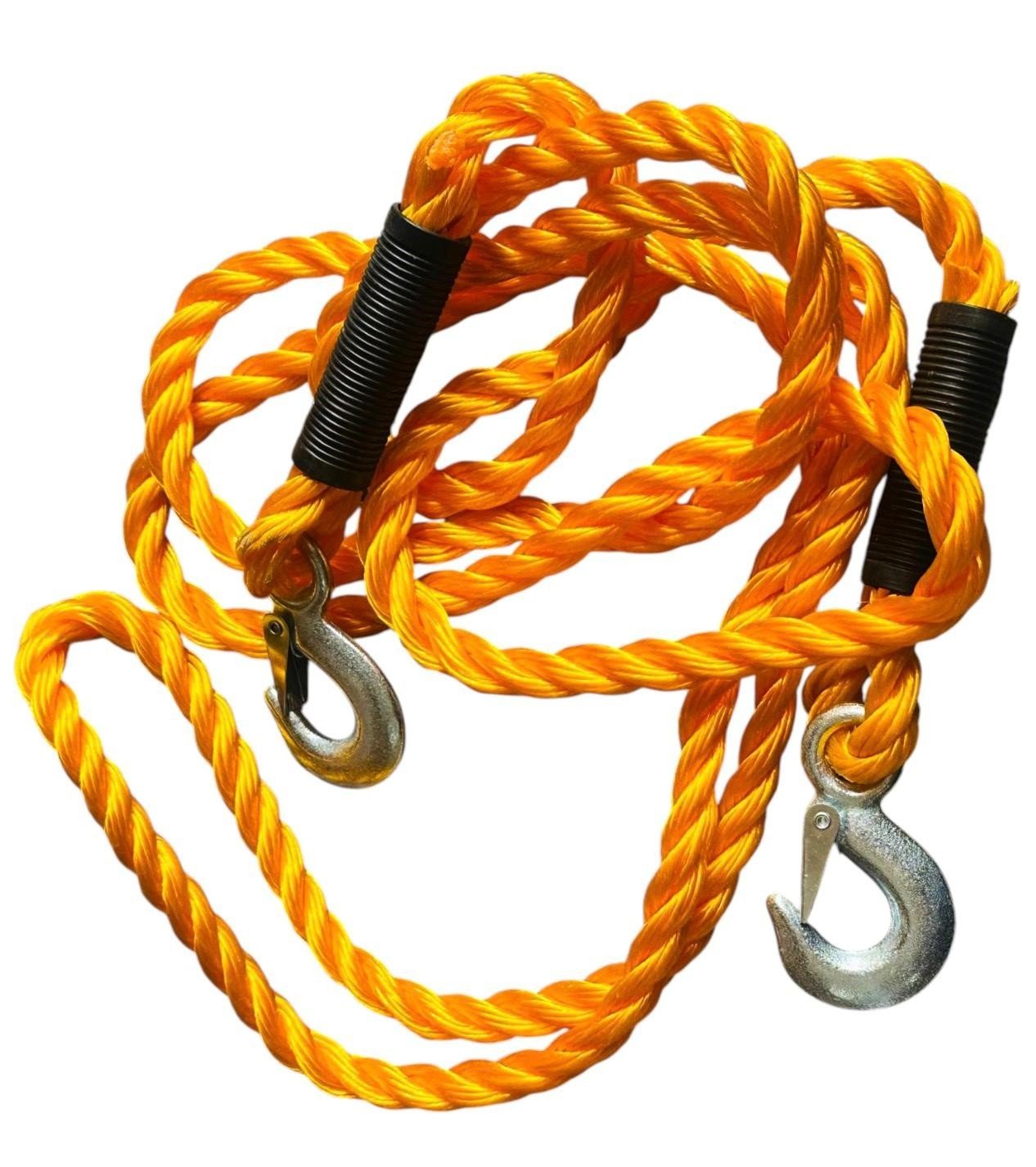 Tow Rope 1.5 Ton 4m 13Ft Towing Heavy Duty Yellow Vehicle Car Recovery Hooks UK