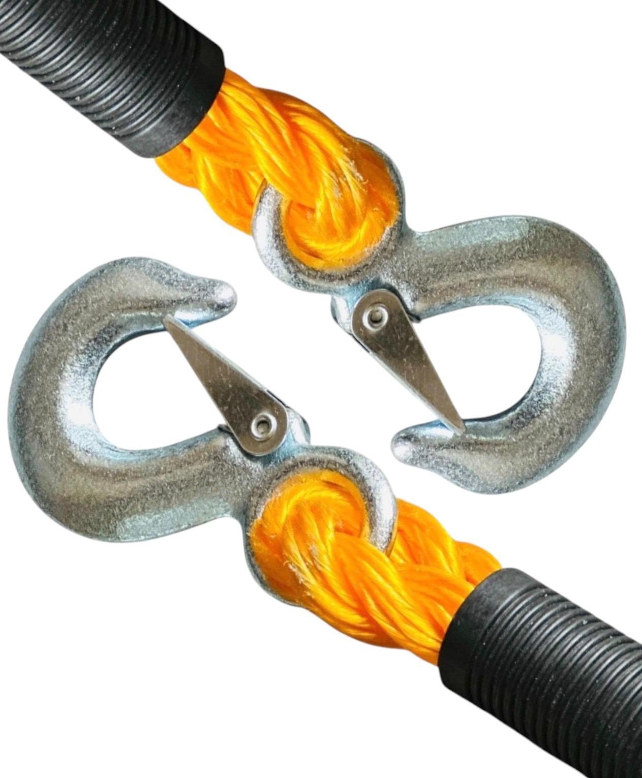 Tow Rope 1.5 Ton 4m 13Ft Towing Heavy Duty Yellow Vehicle Car Recovery Hooks UK