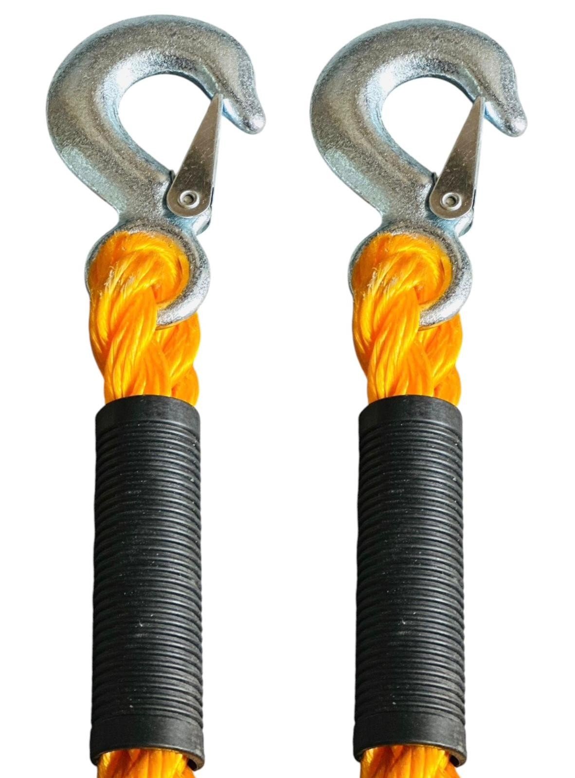 Tow Rope 1.5 Ton 4m 13Ft Towing Heavy Duty Yellow Vehicle Car Recovery Hooks UK
