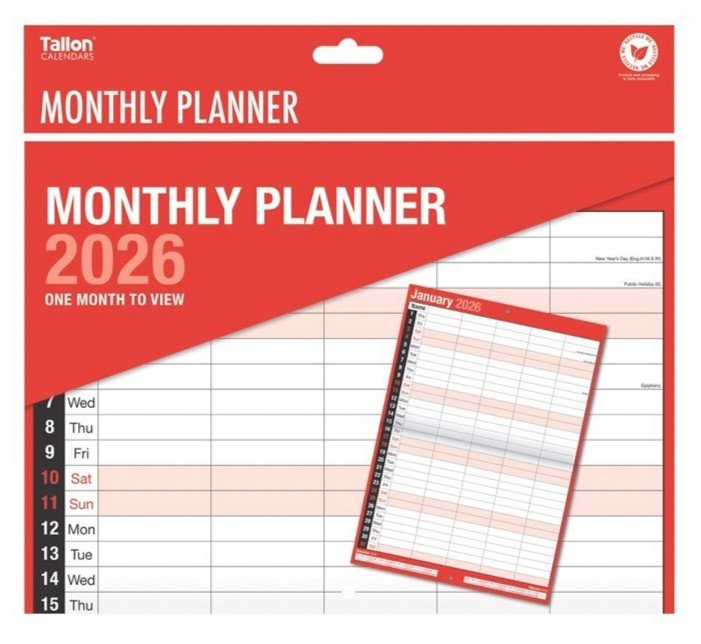 2026 Wall Calendar Slim Calendar A4 A3 Large Month to View, Easy View Planner UK