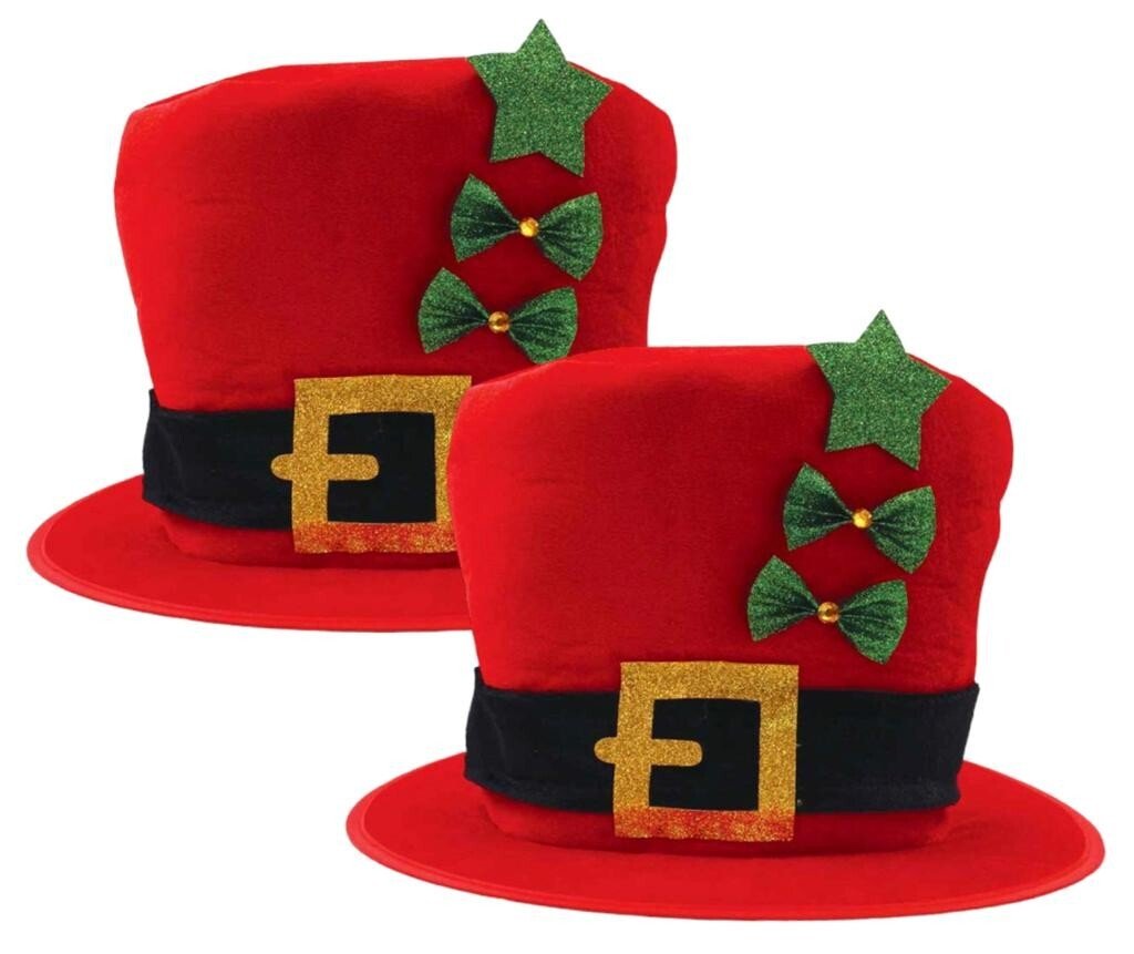 2x Old England Red Victorian Velvet Tall Top Hat Santa Christmas Fancy Dress