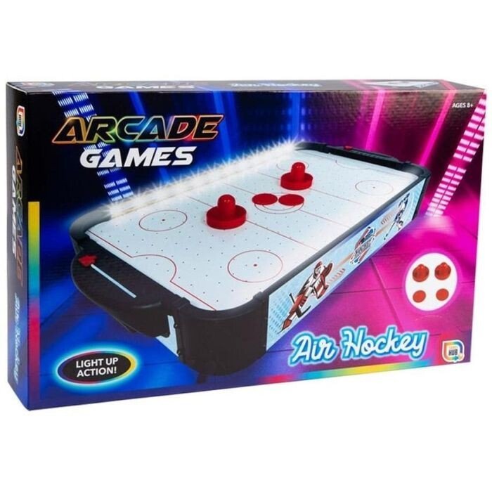Air Hockey Tabletop Game Portable For Kids Adults LED Sides 2 Pucks 2 Pushers