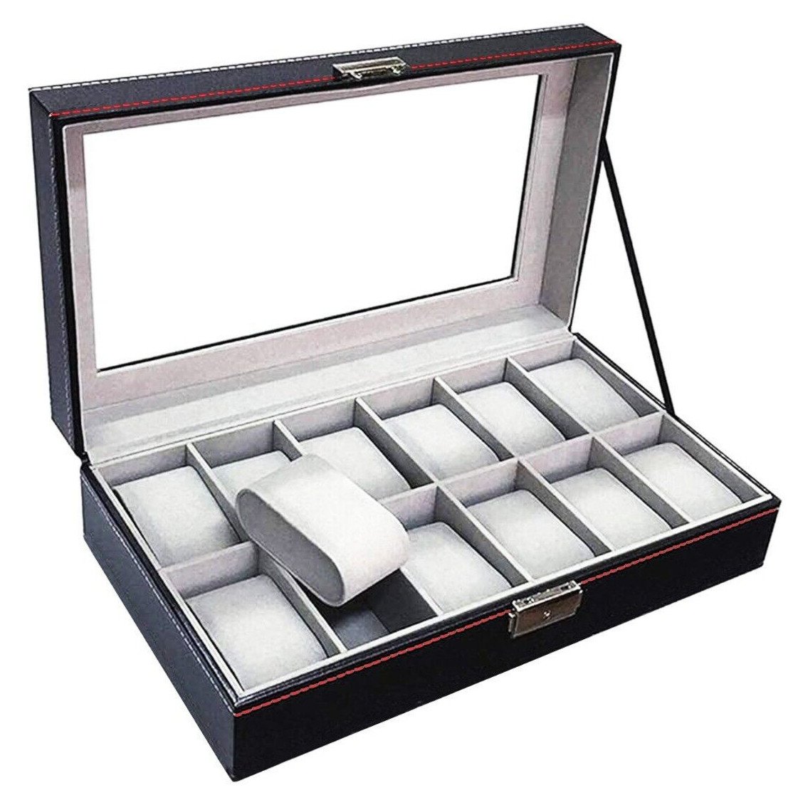 Mens 12 Grids PU Leather Watch Display Case Collection Storage Holder Gift Box